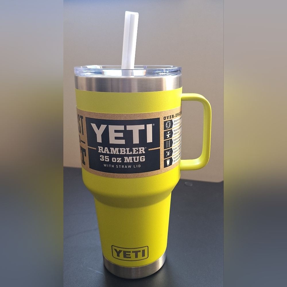 YETI Rambler 35 oz Mug with Straw Lid | Limited Edition in Firefly Yellow